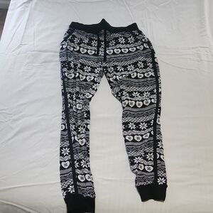 Women's Black and White Patterned Joggers